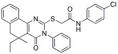 N-(4-CHLOROPHENYL)-2-(5-ETHYL-5-METHYL-4-OXO-3-PHENYL-3,4,5,6-TETRAHYDROBENZO[H]QUINAZOLIN-2-YLTHIO)ACETAMIDE Struktur