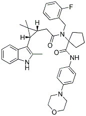 1-(2-((1R,3S)-2,2-DIMETHYL-3-(2-METHYL-1H-INDOL-3-YL)CYCLOPROPYL)-N-(2-FLUOROBENZYL)ACETAMIDO)-N-(4-MORPHOLINOPHENYL)CYCLOPENTANECARBOXAMIDE Struktur