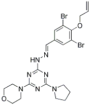 (E)-4-(4-(2-(4-(ALLYLOXY)-3,5-DIBROMOBENZYLIDENE)HYDRAZINYL)-6-(PYRROLIDIN-1-YL)-1,3,5-TRIAZIN-2-YL)MORPHOLINE Struktur