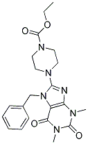 ETHYL 4-(7-BENZYL-1,3-DIMETHYL-2,6-DIOXO-2,3,6,7-TETRAHYDRO-1H-PURIN-8-YL)PIPERAZINE-1-CARBOXYLATE Struktur