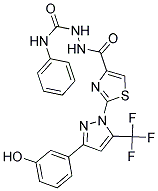 2-({2-[3-(3-HYDROXYPHENYL)-5-(TRIFLUOROMETHYL)-1H-PYRAZOL-1-YL]-1,3-THIAZOL-4-YL}CARBONYL)-N-PHENYLHYDRAZINECARBOXAMIDE Struktur