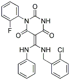 5-{(Z)-ANILINO[(2-CHLOROBENZYL)AMINO]METHYLIDENE}-1-(2-FLUOROPHENYL)-2,4,6(1H,3H)-PYRIMIDINETRIONE Struktur