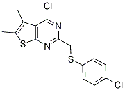 4-CHLORO-2-[[(4-CHLOROPHENYL)THIO]METHYL]-5,6-DIMETHYLTHIENO[2,3-D]PYRIMIDINE Struktur