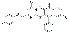 6-CHLORO-3-(4-HYDROXY-6-(P-TOLYLTHIOMETHYL)PYRIMIDIN-2-YLTHIO)-4-PHENYLQUINOLIN-2(1H)-ONE Struktur