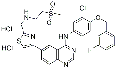 4-[3-CHLORO-4-[(3-FLUOROPHENYL)METHOXY]PHENYLAMINO]-6-[2-[[2-(METHYLSULFONYL)ETHYL]AMINOMETHYL]-4-THIAZOLYL]QUINAZOLINE DIHYDROCHLORIDE Struktur