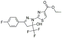 ETHYL 2-[3-(4-FLUOROPHENYL)-5-HYDROXY-5-(TRIFLUOROMETHYL)-4,5-DIHYDRO-1H-PYRAZOL-1-YL]-1,3-THIAZOLE-4-CARBOXYLATE Struktur