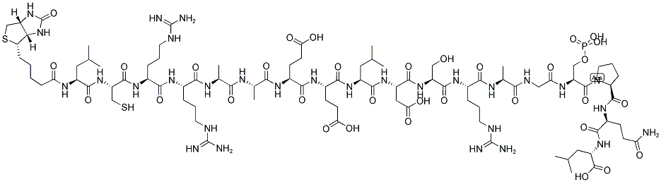 BIOTIN-LC-ARG-ARG-ALA-ALA-GLU-GLU-LEU-ASP-SER-ARG-ALA-GLY-PSER-PRO-GLN-LEU-OH Struktur