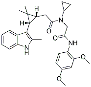 2-(CYCLOPROPYL{2-[(1R,3S)-2,2-DIMETHYL-3-(2-METHYL-1H-INDOL-3-YL)CYCLOPROPYL]ACETYL}AMINO)-N-(2,4-DIMETHOXYPHENYL)ACETAMIDE Struktur