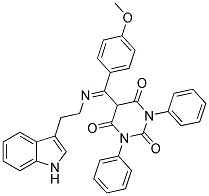 (E)-5-((2-(1H-INDOL-3-YL)ETHYLIMINO)(4-METHOXYPHENYL)METHYL)-1,3-DIPHENYLPYRIMIDINE-2,4,6(1H,3H,5H)-TRIONE Struktur