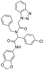 2-(2-(1H-BENZO[D][1,2,3]TRIAZOL-1-YL)-N-BENZYLACETAMIDO)-N-(BENZO[D][1,3]DIOXOL-5-YL)-2-(4-CHLOROPHENYL)ACETAMIDE Struktur