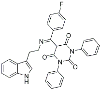 (E)-5-((2-(1H-INDOL-3-YL)ETHYLIMINO)(4-FLUOROPHENYL)METHYL)-1,3-DIPHENYLPYRIMIDINE-2,4,6(1H,3H,5H)-TRIONE Struktur