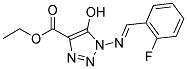 ETHYL 1-{[(1E)-(2-FLUOROPHENYL)METHYLENE]AMINO}-5-HYDROXY-1H-1,2,3-TRIAZOLE-4-CARBOXYLATE Struktur