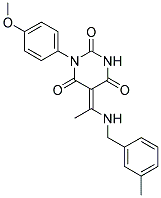 (5E)-1-(4-METHOXYPHENYL)-5-{1-[(3-METHYLBENZYL)AMINO]ETHYLIDENE}PYRIMIDINE-2,4,6(1H,3H,5H)-TRIONE Struktur