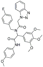 2-(2-(1H-BENZO[D][1,2,3]TRIAZOL-1-YL)-N-(4-FLUOROBENZYL)ACETAMIDO)-N-(4-METHOXYPHENYL)-2-(3,4,5-TRIMETHOXYPHENYL)ACETAMIDE Struktur