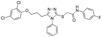 2-((5-[3-(2,4-DICHLOROPHENOXY)PROPYL]-4-PHENYL-4H-1,2,4-TRIAZOL-3-YL)SULFANYL)-N-(4-FLUOROPHENYL)ACETAMIDE Struktur