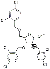 1-METHYL-2,3,5-TRIS-(2,4-DICHLORO-BENZYL)-ALPHA-D-RIBO-FURANOSIDE Struktur