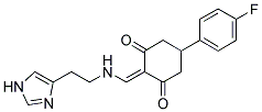 5-(4-FLUOROPHENYL)-2-({[2-(1H-IMIDAZOL-4-YL)ETHYL]AMINO}METHYLENE)CYCLOHEXANE-1,3-DIONE Struktur