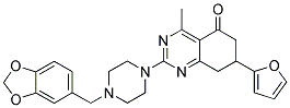 2-(4-(BENZO[D][1,3]DIOXOL-5-YLMETHYL)PIPERAZIN-1-YL)-7-(FURAN-2-YL)-4-METHYL-7,8-DIHYDROQUINAZOLIN-5(6H)-ONE Struktur