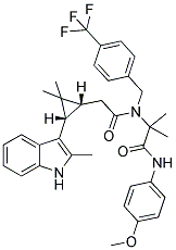 2-(2-((1R,3S)-2,2-DIMETHYL-3-(2-METHYL-1H-INDOL-3-YL)CYCLOPROPYL)-N-(4-(TRIFLUOROMETHYL)BENZYL)ACETAMIDO)-N-(4-METHOXYPHENYL)-2-METHYLPROPANAMIDE Struktur