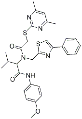 2-(2-(4,6-DIMETHYLPYRIMIDIN-2-YLTHIO)-N-((4-PHENYLTHIAZOL-2-YL)METHYL)ACETAMIDO)-N-(4-METHOXYPHENYL)-3-METHYLBUTANAMIDE Struktur