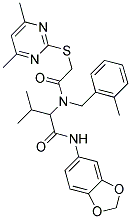 N-(BENZO[D][1,3]DIOXOL-5-YL)-2-(2-(4,6-DIMETHYLPYRIMIDIN-2-YLTHIO)-N-(2-METHYLBENZYL)ACETAMIDO)-3-METHYLBUTANAMIDE Struktur