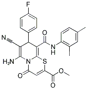 METHYL 6-AMINO-7-CYANO-9-(2,4-DIMETHYLPHENYLCARBAMOYL)-8-(4-FLUOROPHENYL)-4-OXO-4,8-DIHYDROPYRIDO[2,1-B][1,3]THIAZINE-2-CARBOXYLATE Struktur