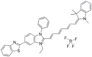 6-(1,3-BENZOTHIAZOL-2-YL)-1-ETHYL-3-PHENYL-2-[(1E,3E,5E)-7-(1,3,3-TRIMETHYL-1,3-DIHYDRO-2H-INDOL-2-YLIDENE)-1,3,5-HEPTATRIENYL]-3H-BENZIMIDAZOL-1-IUM TETRAFLUOROBORATE Struktur