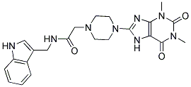 2-[4-(1,3-DIMETHYL-2,6-DIOXO-2,3,6,7-TETRAHYDRO-1H-PURIN-8-YL)-1-PIPERAZINYL]-N-(1H-INDOL-3-YLMETHYL)ACETAMIDE Struktur