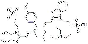 N,N-DIETHYL-1-ETHANAMINIUM 3-(2-[(Z)-2-(2-(4-METHOXYPHENYL)-5-METHYL-3-((E)-2-[3-(3-SULFONATOPROPYL)-1,3-BENZOTHIAZOL-3-IUM-2-YL]ETHENYL)-2-CYCLOHEXEN-1-YLIDENE)ETHYLIDENE]-1,3-BENZOTHIAZOL-3-YL)-1-PROPANESULFONATE Struktur