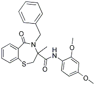 4-BENZYL-N-(2,4-DIMETHOXYPHENYL)-3-METHYL-5-OXO-2,3,4,5-TETRAHYDRO-1,4-BENZOTHIAZEPINE-3-CARBOXAMIDE Struktur