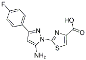 2-[5-AMINO-3-(4-FLUOROPHENYL)-1H-PYRAZOL-1-YL]-1,3-THIAZOLE-4-CARBOXYLIC ACID Struktur