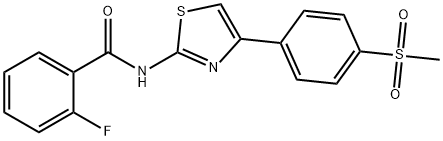 2-FLUORO-N-(4-[4-(METHYLSULFONYL)PHENYL]-1,3-THIAZOL-2-YL)BENZENECARBOXAMIDE Struktur