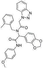 2-(2-(1H-BENZO[D][1,2,3]TRIAZOL-1-YL)-N-(2-METHYLBENZYL)ACETAMIDO)-2-(BENZO[D][1,3]DIOXOL-5-YL)-N-(4-METHOXYPHENYL)ACETAMIDE Struktur