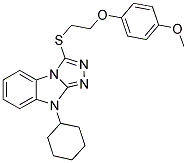 9-CYCLOHEXYL-3-[2-(4-METHOXY-PHENOXY)-ETHYLSULFANYL]-9H-BENZO[4,5]IMIDAZO[2,1-C][1,2,4]TRIAZOLE Struktur