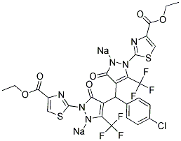 SODIUM 4-((4-CHLOROPHENYL)(1-(4-(ETHOXYCARBONYL)THIAZOL-2-YL)-3-OXO-5-(TRIFLUOROMETHYL)-1,3-DIHYDROPYRAZOL-1-ID-4-YL)METHYL)-1-(4-(ETHOXYCARBONYL)THIAZOL-2-YL)-5-OXO-3-(TRIFLUOROMETHYL)-1,5-DIHYDROPYRAZOL-2-IDE Struktur