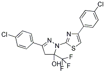 3-(4-CHLOROPHENYL)-1-[4-(4-CHLOROPHENYL)-1,3-THIAZOL-2-YL]-5-(TRIFLUOROMETHYL)-4,5-DIHYDRO-1H-PYRAZOL-5-OL Struktur