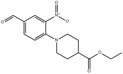 ETHYL 1-(4-FORMYL-2-NITROPHENYL)-4-PIPERIDINECARBOXYLATE Struktur