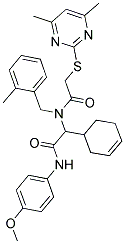 2-(CYCLOHEX-3-ENYL)-2-(2-(4,6-DIMETHYLPYRIMIDIN-2-YLTHIO)-N-(2-METHYLBENZYL)ACETAMIDO)-N-(4-METHOXYPHENYL)ACETAMIDE Struktur