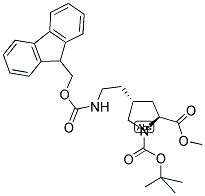 (S)-N-ALPHA-T-BUTYLOXYCARBONYL-TRANS-4-[2-(9-FLUORENYLMETHYLOXYCARBONYL-AMINO)ETHYL]-PROLINE METHYL ESTER Struktur