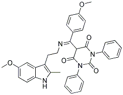 (E)-5-((2-(5-METHOXY-2-METHYL-1H-INDOL-3-YL)ETHYLIMINO)(4-METHOXYPHENYL)METHYL)-1,3-DIPHENYLPYRIMIDINE-2,4,6(1H,3H,5H)-TRIONE Struktur