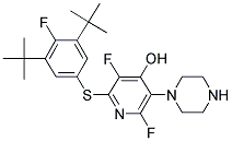 2-(3,5-DITERT-BUTYL-4-FLUOROPHENYLTHIO)-3,6-DIFLUORO-5-(PIPERAZIN-1-YL)PYRIDIN-4-OL Struktur