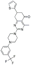 4-METHYL-7-(2-THIENYL)-2-{4-[3-(TRIFLUOROMETHYL)PHENYL]-1-PIPERAZINYL}-7,8-DIHYDRO-5(6H)-QUINAZOLINONE Struktur