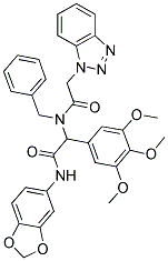 2-(2-(1H-BENZO[D][1,2,3]TRIAZOL-1-YL)-N-BENZYLACETAMIDO)-N-(BENZO[D][1,3]DIOXOL-5-YL)-2-(3,4,5-TRIMETHOXYPHENYL)ACETAMIDE Struktur