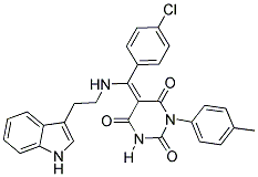 5-((E)-(4-CHLOROPHENYL){[2-(1H-INDOL-3-YL)ETHYL]AMINO}METHYLIDENE)-1-(4-METHYLPHENYL)-2,4,6(1H,3H,5H)-PYRIMIDINETRIONE Struktur