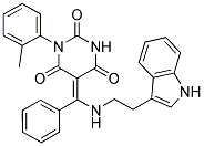 5-[(E)-{[2-(1H-INDOL-3-YL)ETHYL]AMINO}(PHENYL)METHYLIDENE]-1-(2-METHYLPHENYL)-2,4,6(1H,3H,5H)-PYRIMIDINETRIONE Struktur