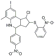 1-CHLORO-8-IODO-6-METHYL-4-(4-NITROPHENYL)-2-(2-NITROPHENYLTHIO)-2,3,3A,4,5,9B-HEXAHYDRO-1H-CYCLOPENTA[C]QUINOLINE Struktur