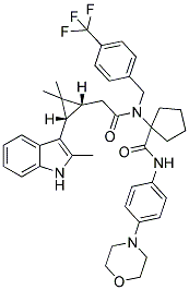 1-(2-((1R,3S)-2,2-DIMETHYL-3-(2-METHYL-1H-INDOL-3-YL)CYCLOPROPYL)-N-(4-(TRIFLUOROMETHYL)BENZYL)ACETAMIDO)-N-(4-MORPHOLINOPHENYL)CYCLOPENTANECARBOXAMIDE Struktur