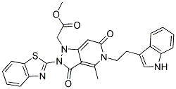 METHYL 2-(5-(2-(1H-INDOL-3-YL)ETHYL)-2-(BENZO[D]THIAZOL-2-YL)-4-METHYL-3,6-DIOXO-2,3,5,6-TETRAHYDROPYRAZOLO[4,3-C]PYRIDIN-1-YL)ACETATE Struktur