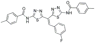 N,N'-(5,5'-(2-(3-FLUOROPHENYL)ETHENE-1,1-DIYL)BIS(1,3,4-THIADIAZOLE-5,2-DIYL))BIS(4-METHYLBENZAMIDE) Struktur