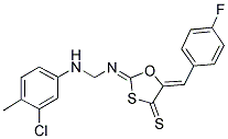 (2Z,5Z)-2-({[(3-CHLORO-4-METHYLPHENYL)AMINO]METHYL}IMINO)-5-(4-FLUOROBENZYLIDENE)-1,3-OXATHIOLANE-4-THIONE Struktur